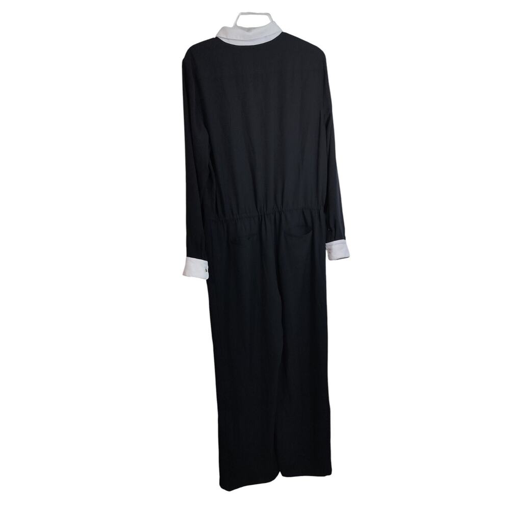 4252) Lauren Ralph Lauren Women Black Jumpsuit with White Accent Collar Size 14 - Picture 3 of 13